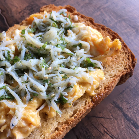 玄米パン 山食プレーン スクランブルエッグ 釜揚げしらす刻み大葉